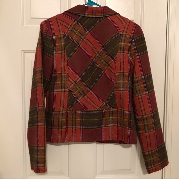 Pink and olive plaid wool blend blazer - Picture 2 of 2